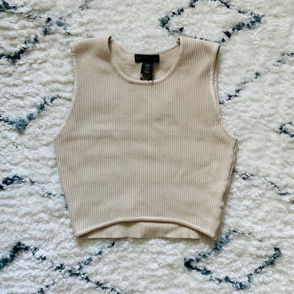 Ribbed Crop Top Cream Sweater House of Harlow